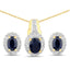 Ensemble de bijoux en saphir noir bleu et topaze blanche de 1,96 carat