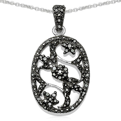 0.28 Carat Genuine Black Diamond Sterling Silver Pendant