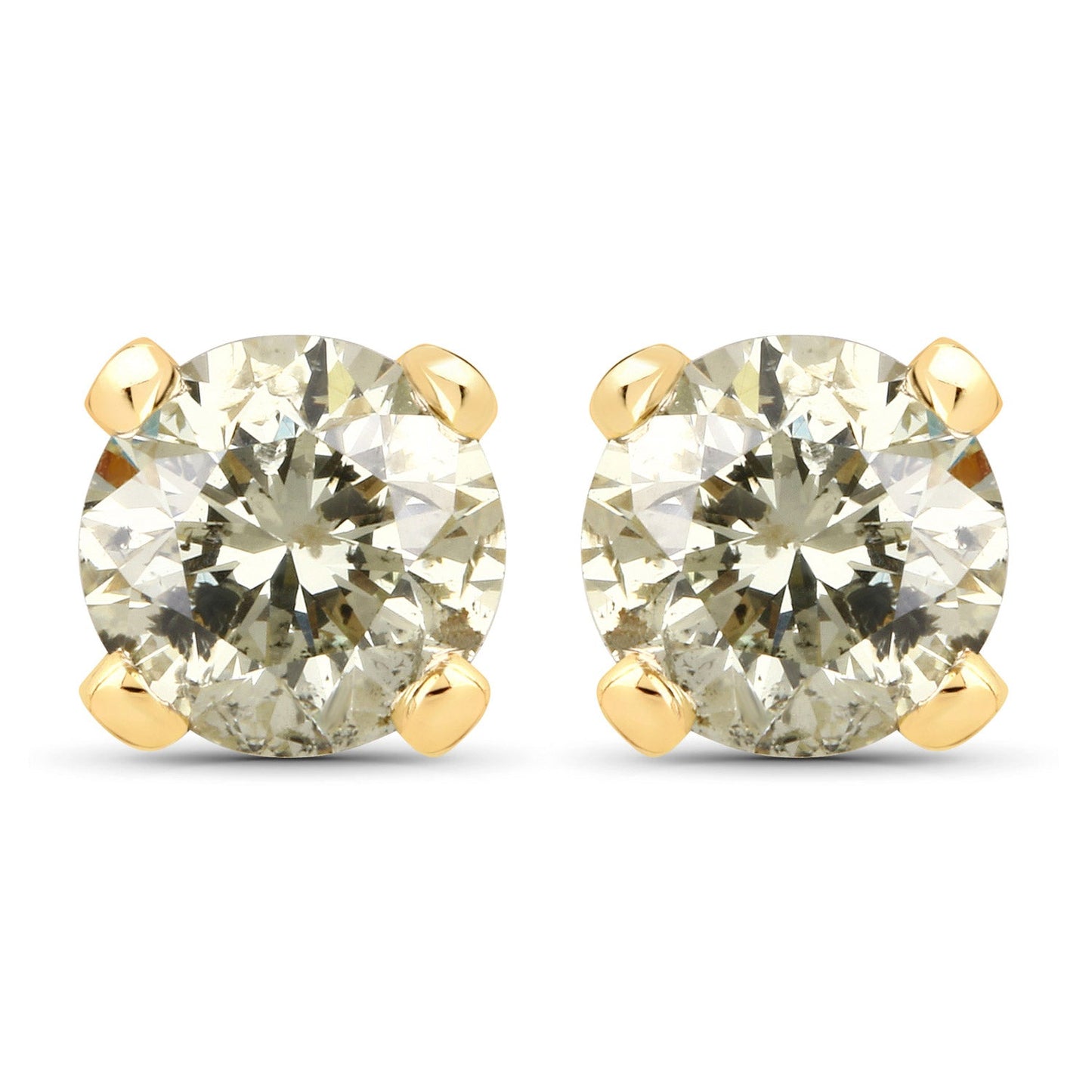 Pendientes de diamante LB genuino de 0.98 quilates en oro amarillo de 14K