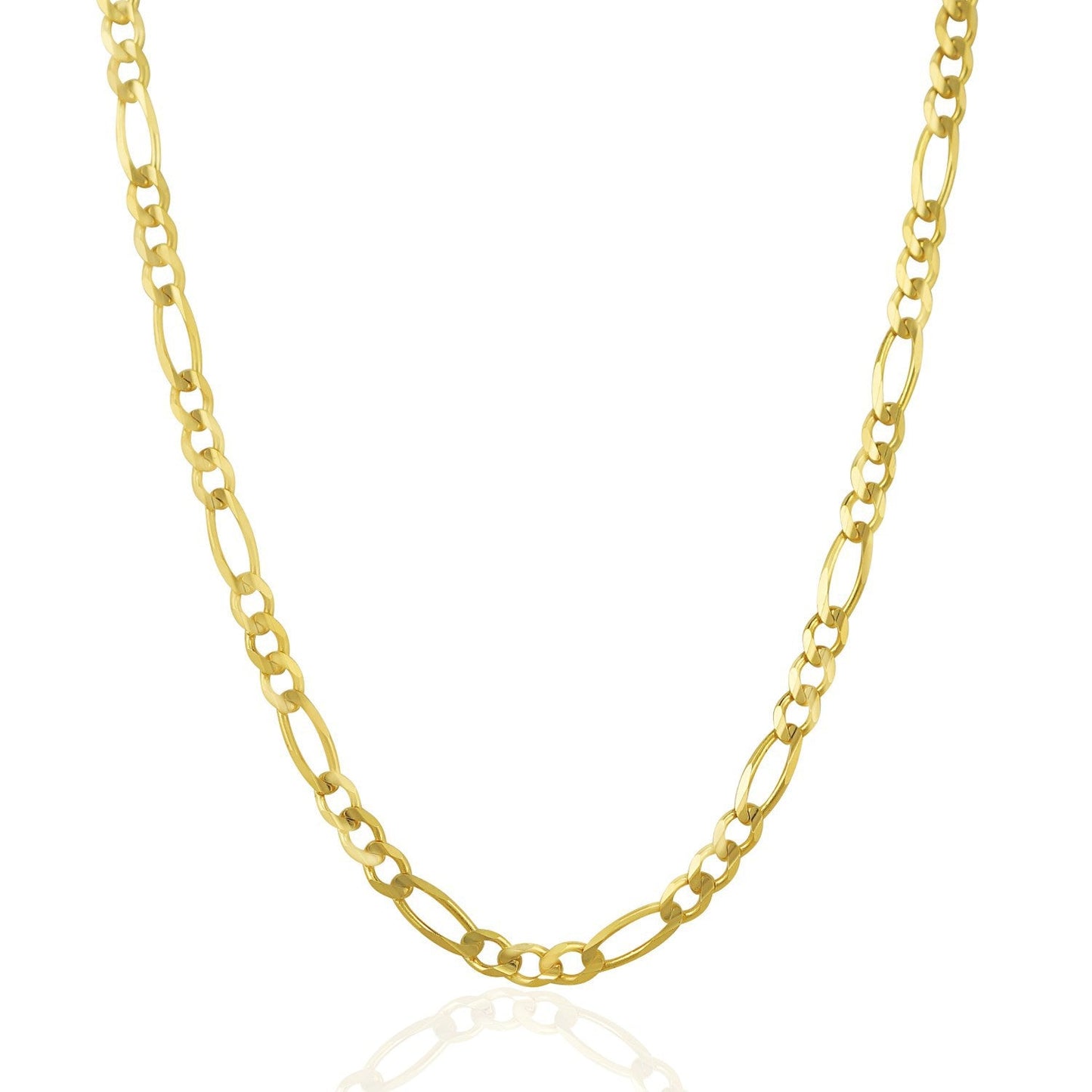 Cadena Figaro Sólida de Oro Amarillo de 14k de 4.5mm