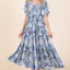 Floral Tie Waist Flutter Sleeve Tiered Dress for Women