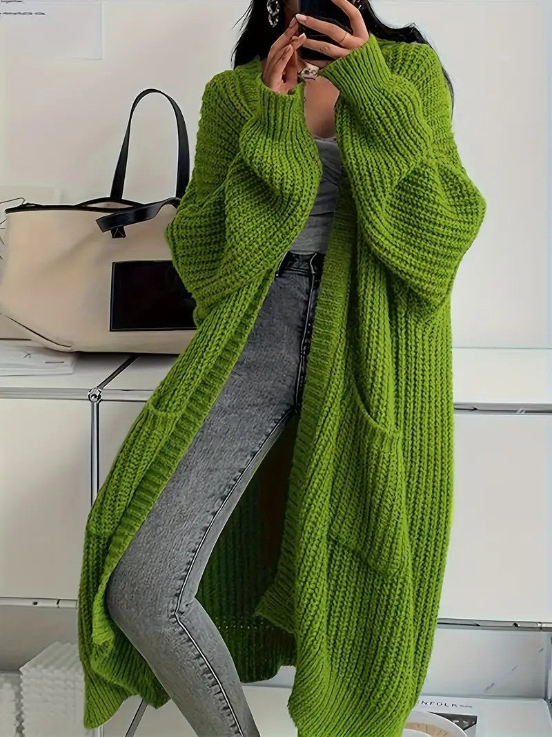 Premium Women's Long Knitted Cardigan for Autumn & Winter