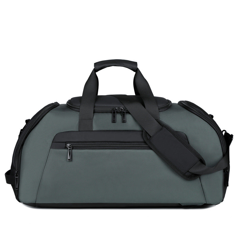 Large-Capacity Leather-Coated Duffel Bag for Outdoor Travel