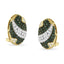 Elegant Black and White Diamond Oval Omega Back Stud Earrings