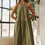 Robe midi chic à bretelles larges croisées pour femmes