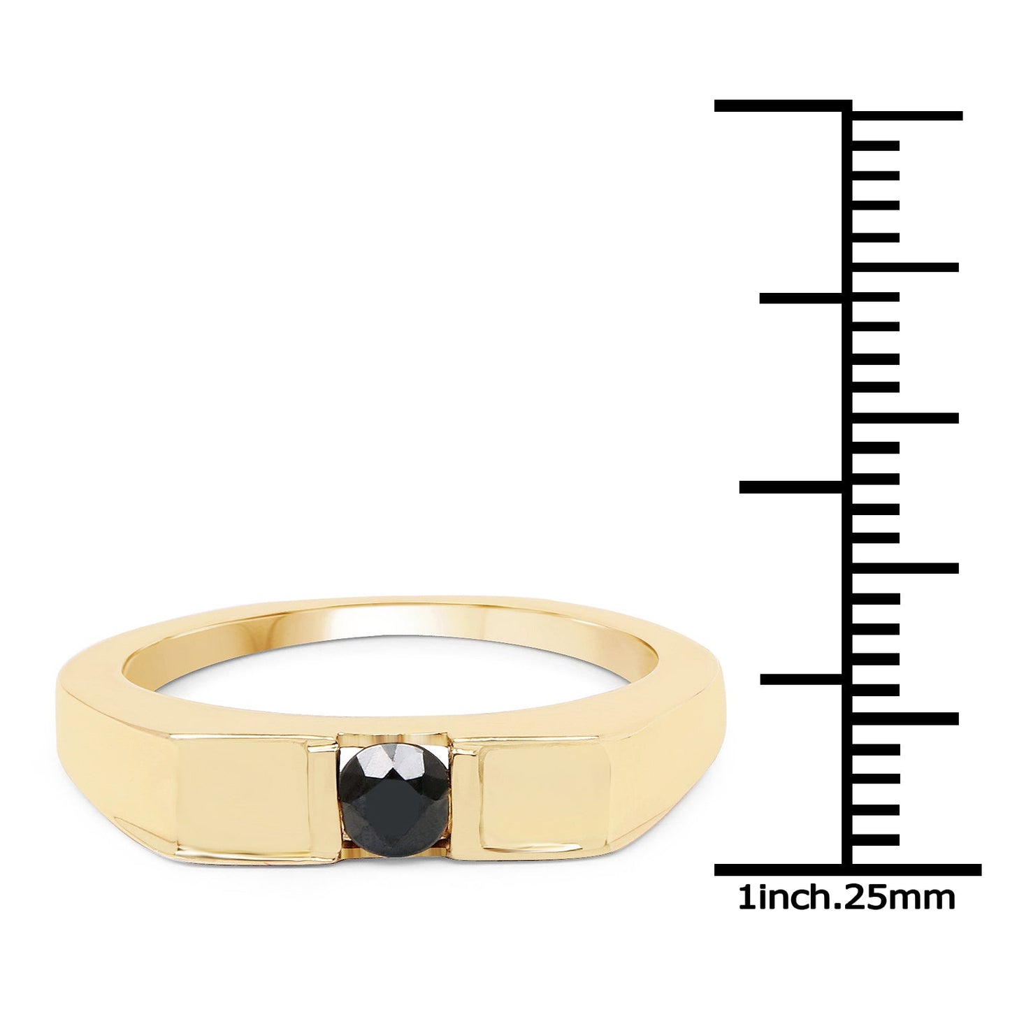Anillo de plata esterlina con diamante negro genuino de 0.25 quilates