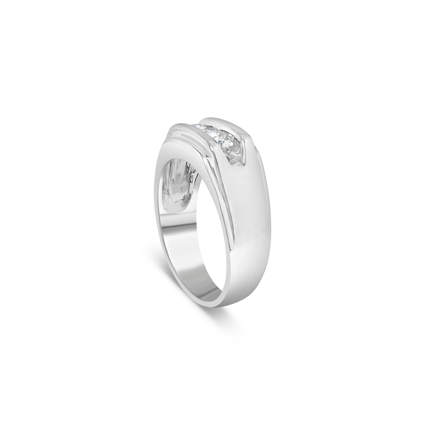 Bague en Argent Sterling .925 pour Homme avec Diamants Canalisés - Taille 10