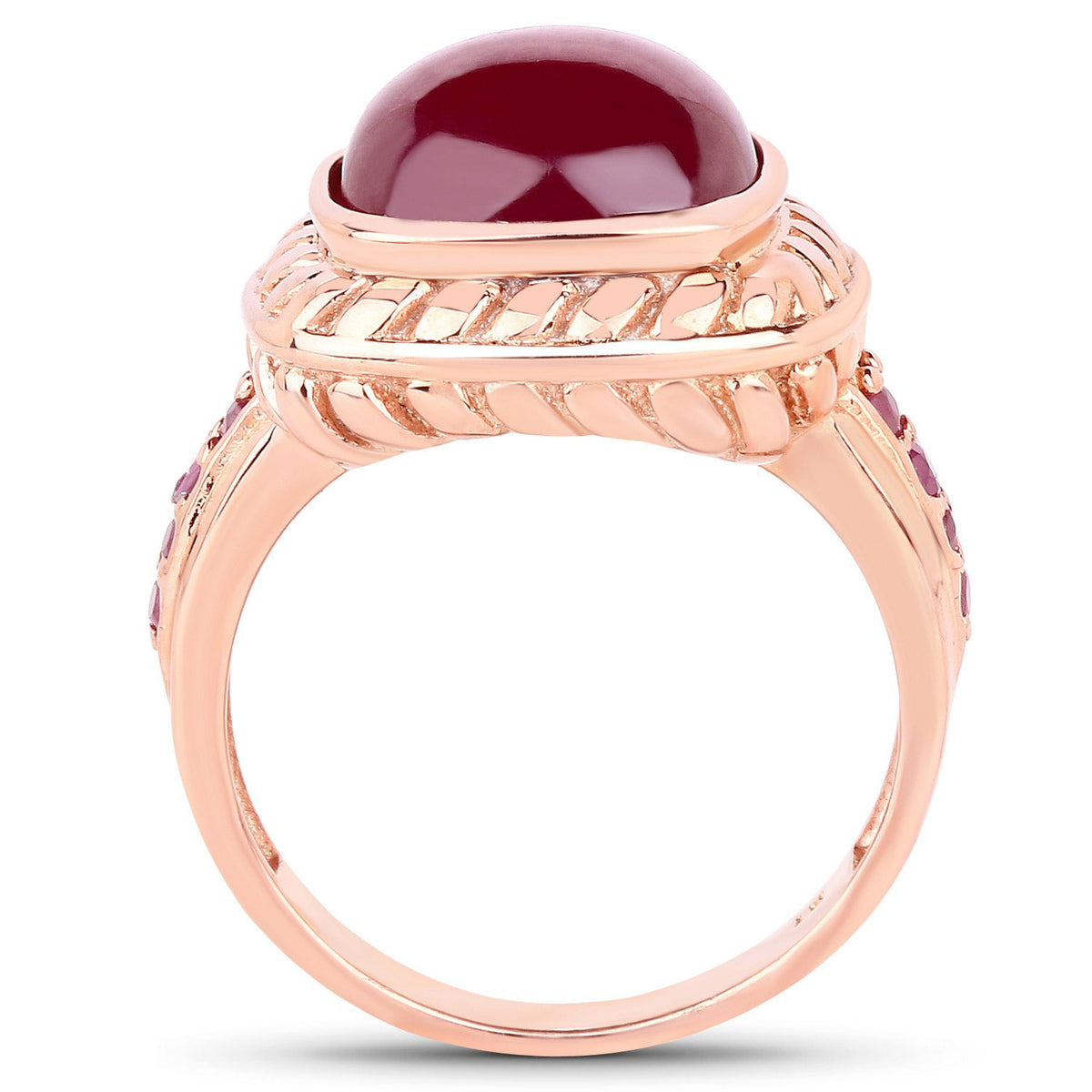 Anillo de Compromiso de Rubí Lleno de Vidrio de 9.14 Quilates y Plata Esterlina