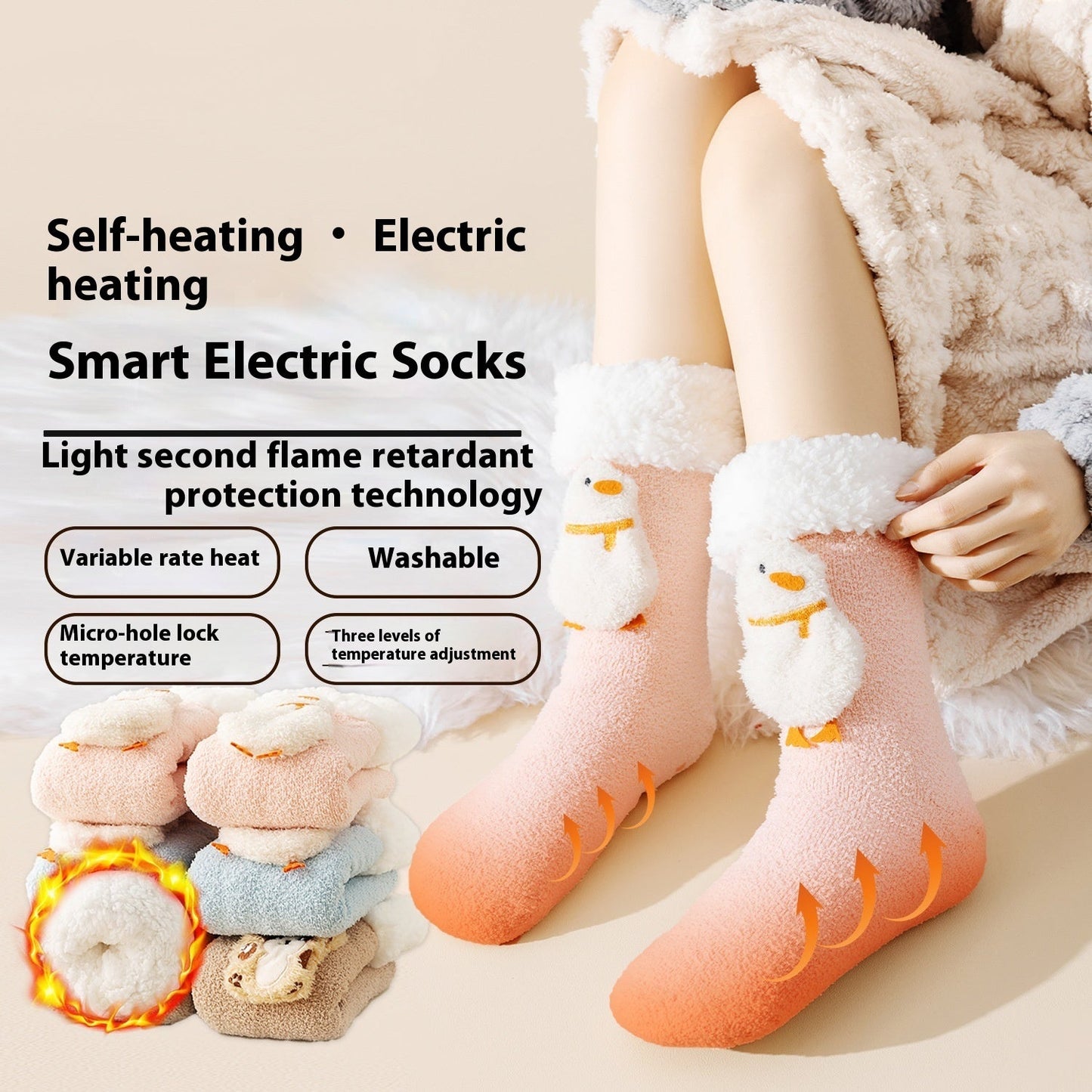 Electric Warm-Keeping Crew Socks for Winter Comfort