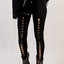 Black Grommet Lace Up Front Leggings - Korvel