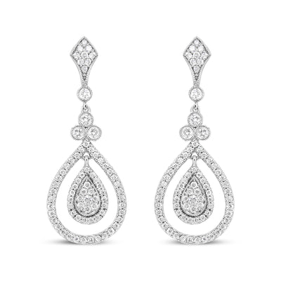 Pendientes Colgantes de Diamante en Oro Blanco de 18K