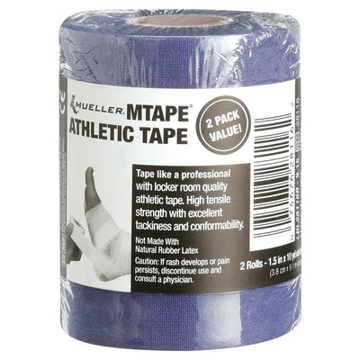 Mueller MTape Athletic Tape - Navy Blue, 2 Pack, 1.5" x 10 yd