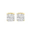 10K Yellow Gold Plated Sterling Silver Princess-Cut Diamond Stud Earrings