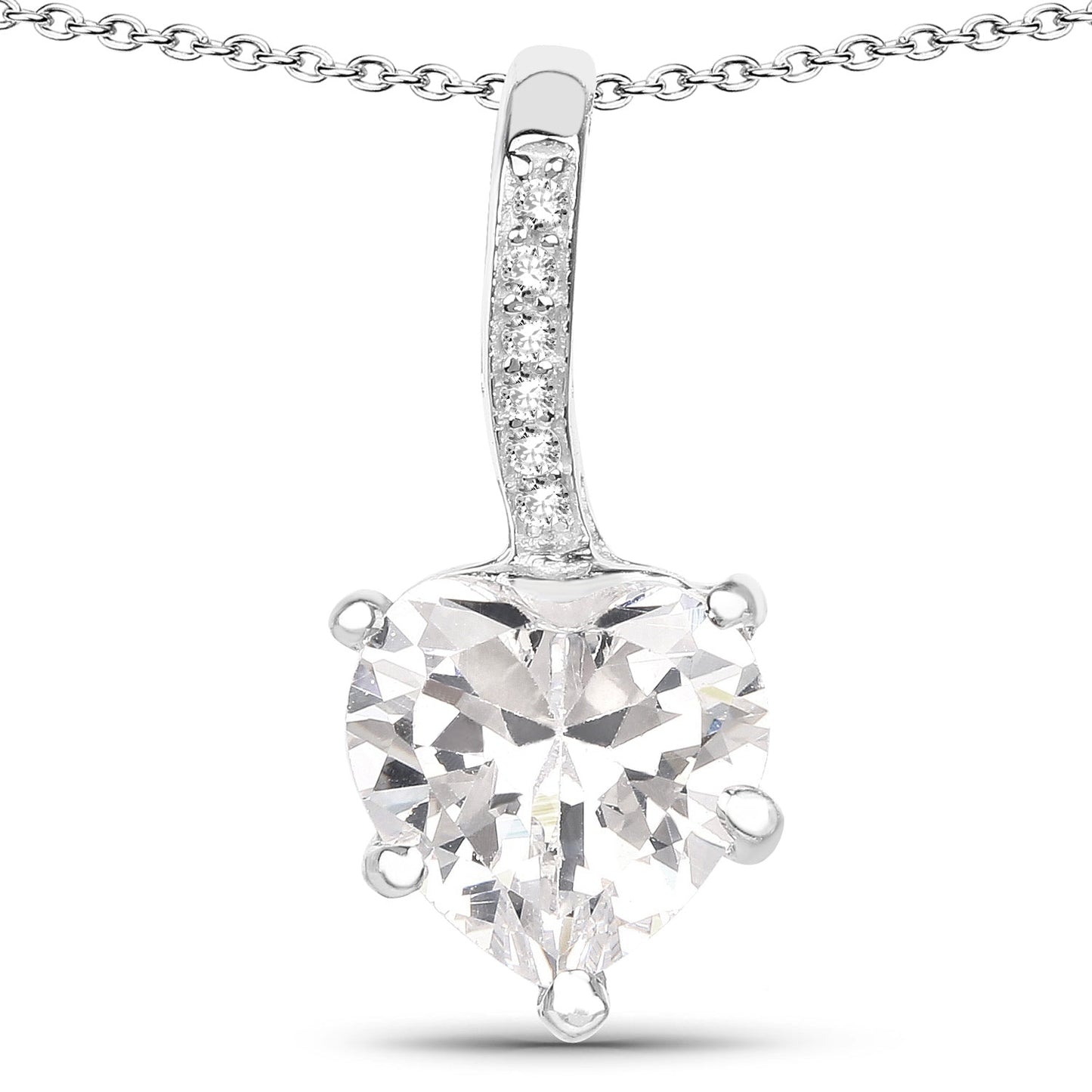 Colgante de Circonita Blanca Genuina de 4.46 Quilates en Plata de Ley
