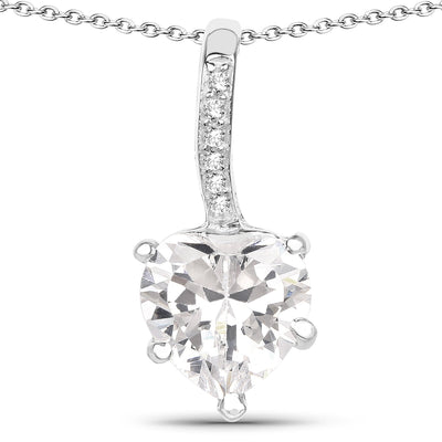 4.46 Carat Genuine White Cubic Zirconia Pendant in Sterling Silver