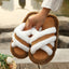 Fluffy Cross Strap Stitching Casual Platform Slippers