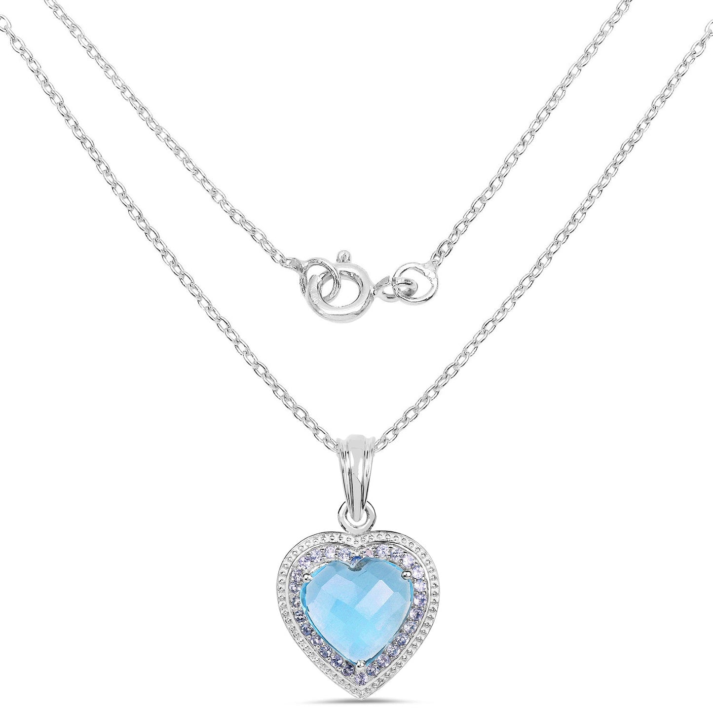 Pendentif en argent sterling de 7,36 carats en topaze bleue et tanzanite