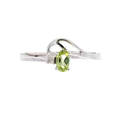 Natural .02ct Peridot Diamond Ring in 10KT White Gold
