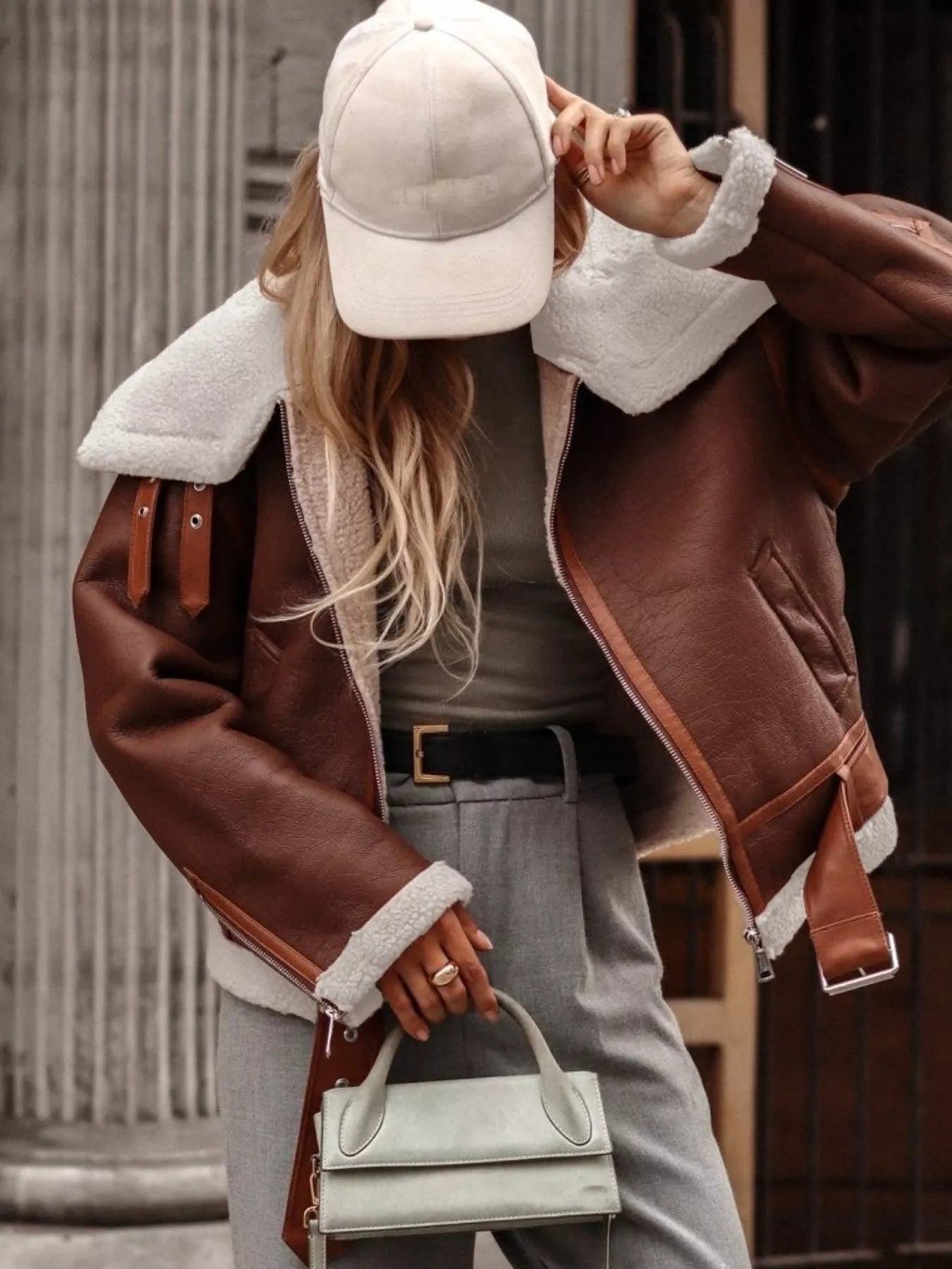 Veste zippée en shearling de première qualité