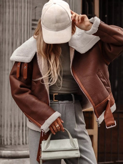 Premium Shearling Lined Zip Up Jacket