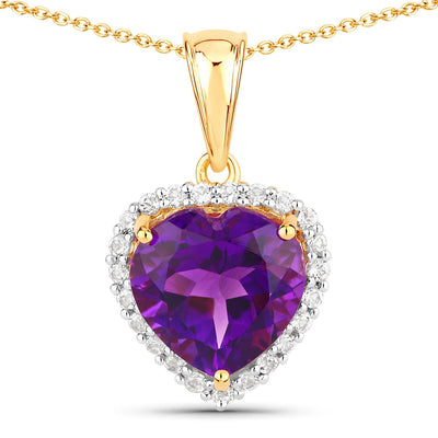 4.76 Carat Genuine Amethyst & White Topaz Pendant in Sterling Silver
