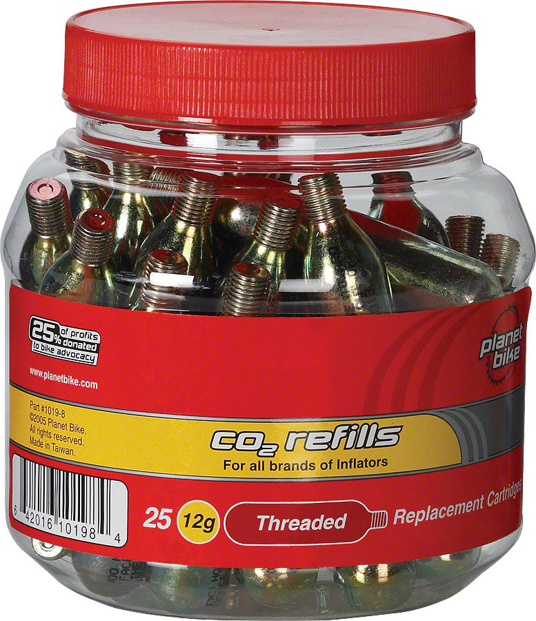Planet Bike 12g Threaded CO2 Cartridges - Tub of 25