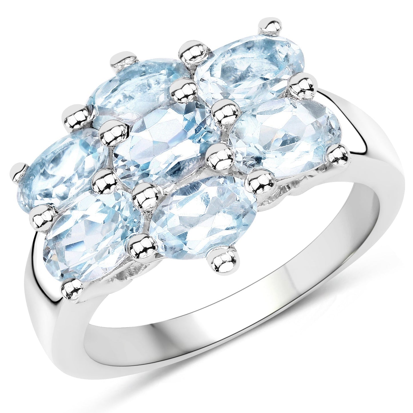 3.57 Carat Genuine Blue Topaz .925 Sterling Silver Engagement Ring