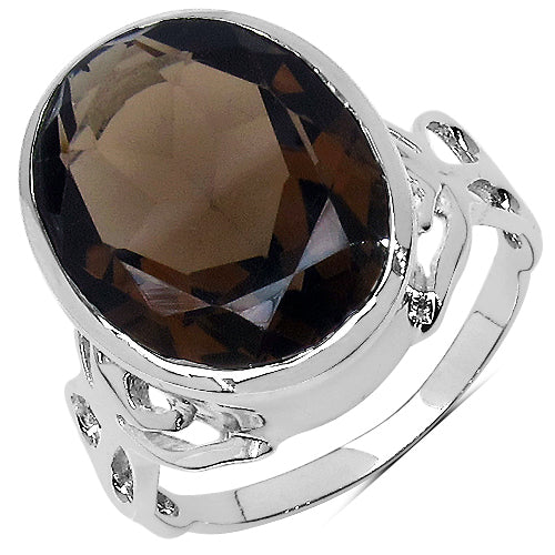 26.52 Carat Genuine Smoky Quartz Jewelry Set in Sterling Silver