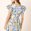 Charming Floral V-Neck Cap Sleeve Mini Dress for Women