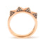 Anillo de banda piramidal de diamantes marrones en oro rosa de 14K - Talla 7