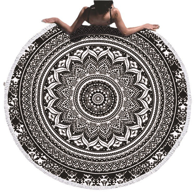 Round Printed Microfiber Beach Towel