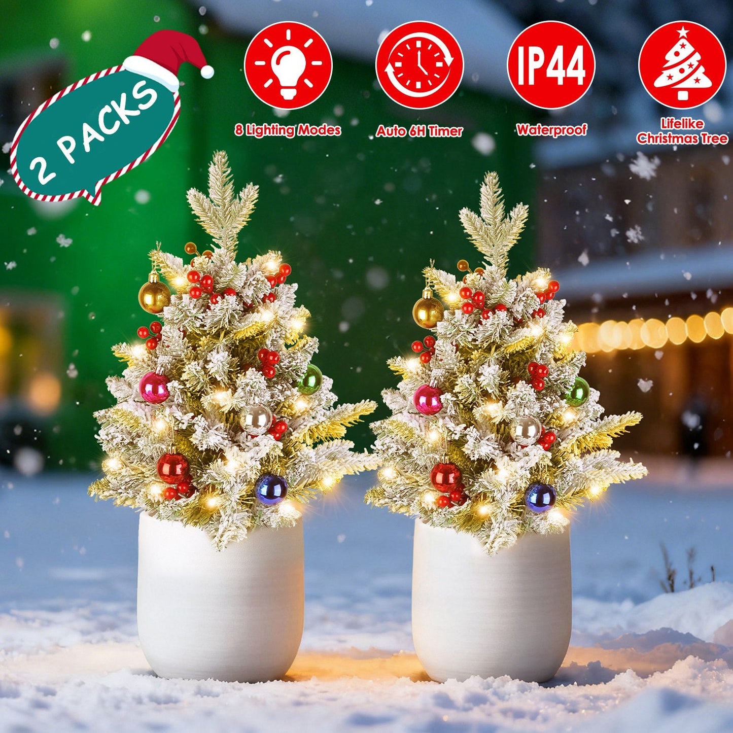 Relleno de Urna de Árbol de Navidad Iluminado con Berries y Luces LED