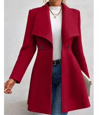 Elegant Slim-Fit Women's Wool Overcoat