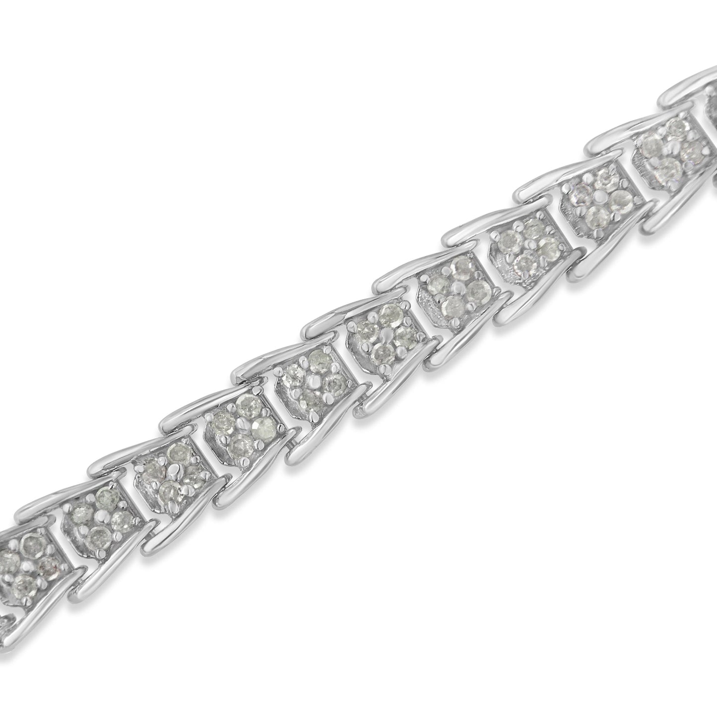 Bracelet de tennis en or blanc 10k avec diamants en forme de éventail - 2 cttw