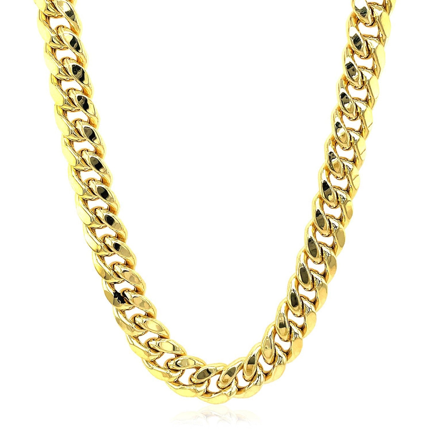 Chaîne Miami Cuban Semi-Solid en Or Jaune 10k de 9,15 mm