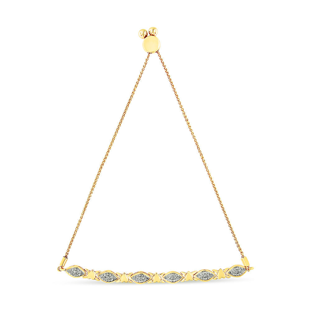 Bracelet Bolo en Argent Sterling Plaqué Or Jaune 14K avec Accent de Diamant