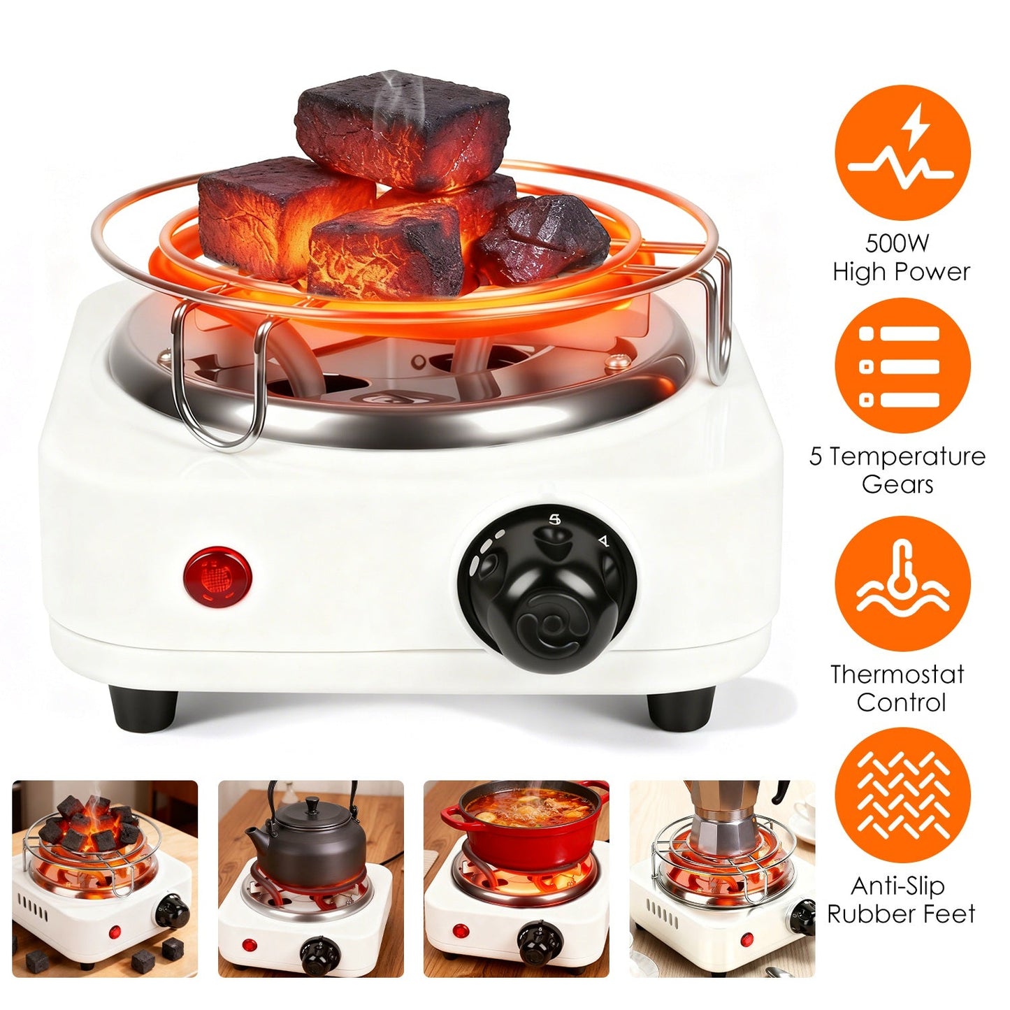 Quemador de Carbón Eléctrico Premium para Hookah y Shisha