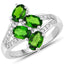Bague en argent sterling avec chrome diopside de 1,86 carat et zircon blanc