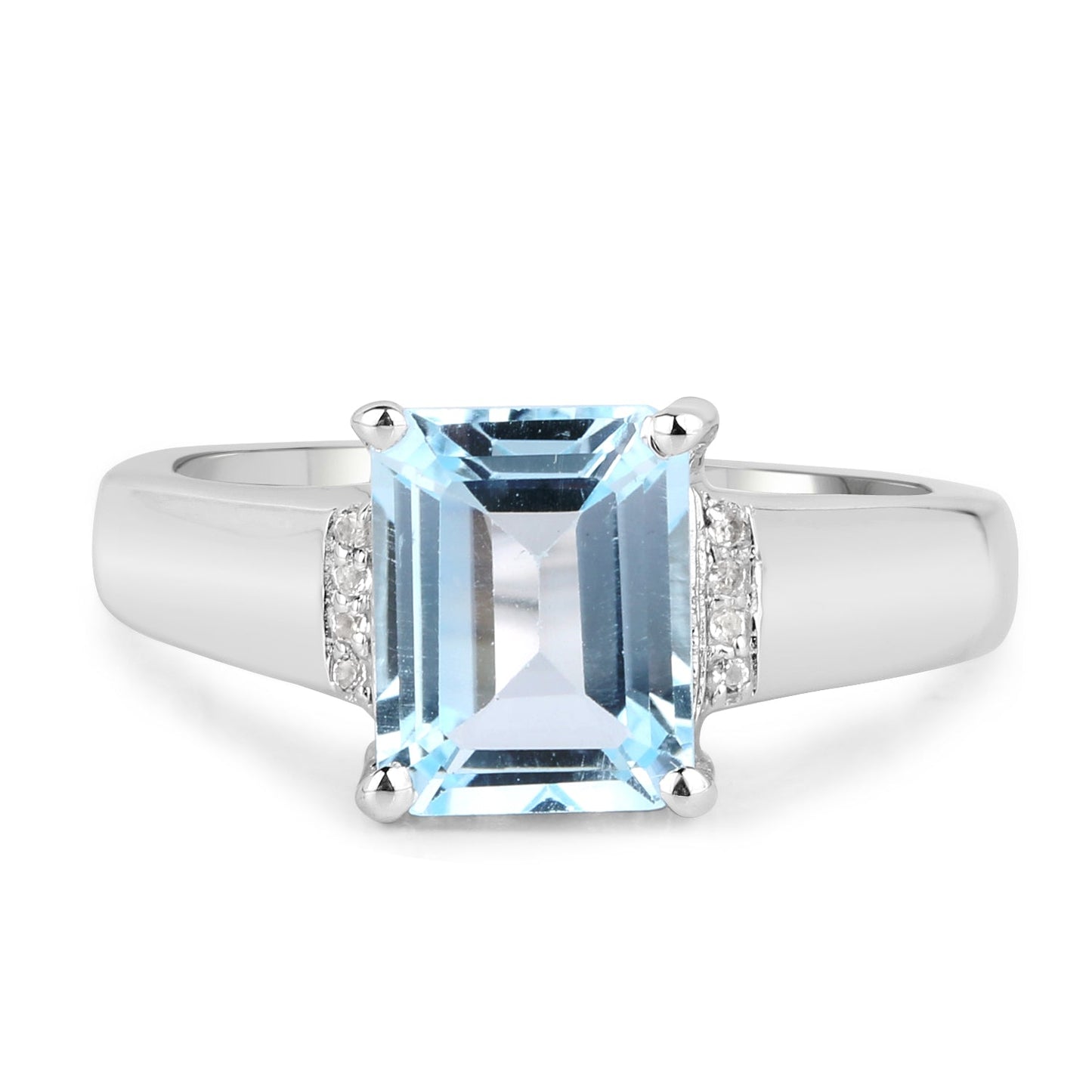 Anillo de Plata Esterlina con Topacio Azul y Topacio Blanco de 2.64 Quilates