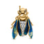 Broche en or jaune 18K en forme de bourdon avec diamants et émail