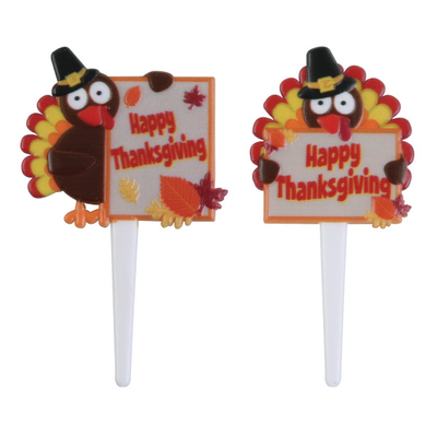 Happy Thanksgiving Turkeys Cupcake Picks - 12ct - Korvel