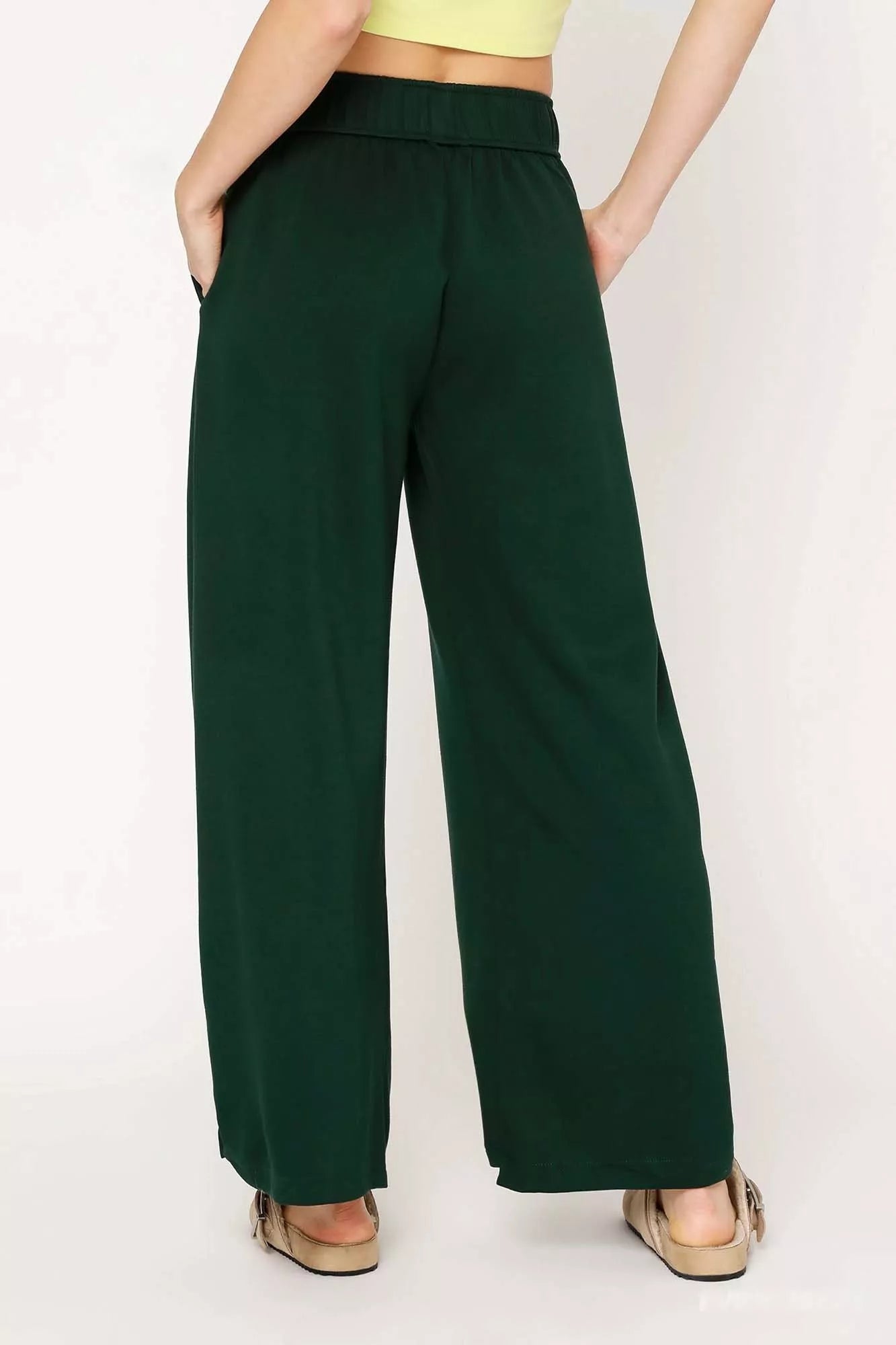 Umgee Wide Leg Pants with Elastic Drawstring Waistband