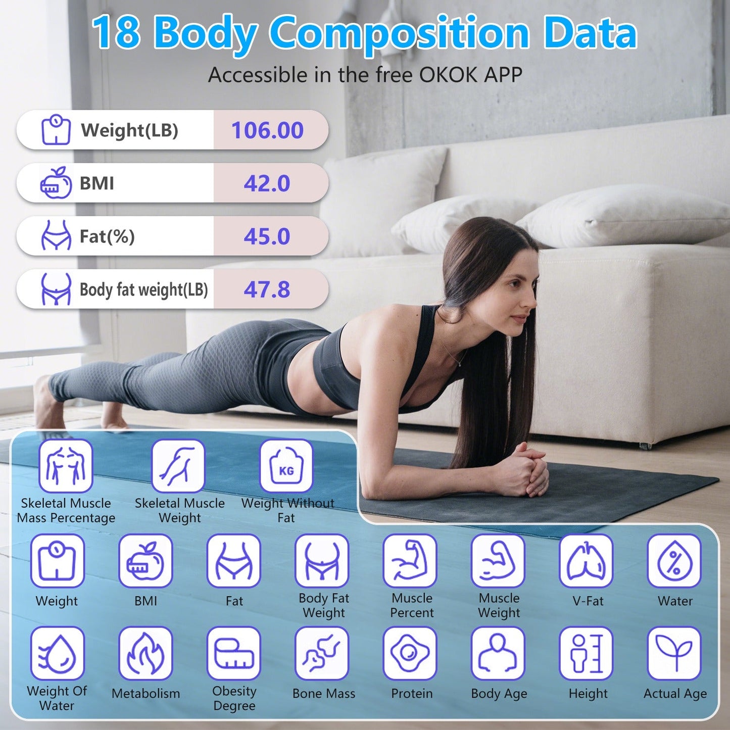 Smart Digital Body Weight Scale with Full Composition Analysis