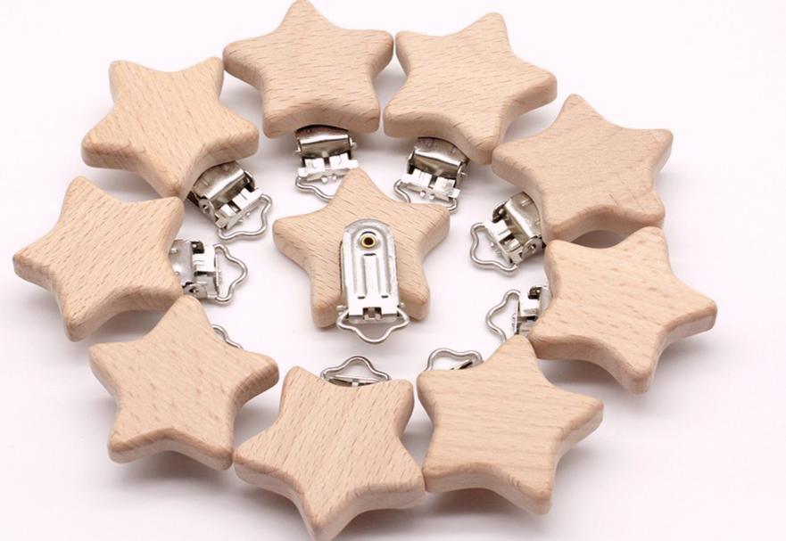 Premium Beech Wood Pacifier Clip - Cute Elephant & Heart Design