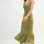 Elegant Ruffled Hem Sleeveless Crochet Knit Midi Dress