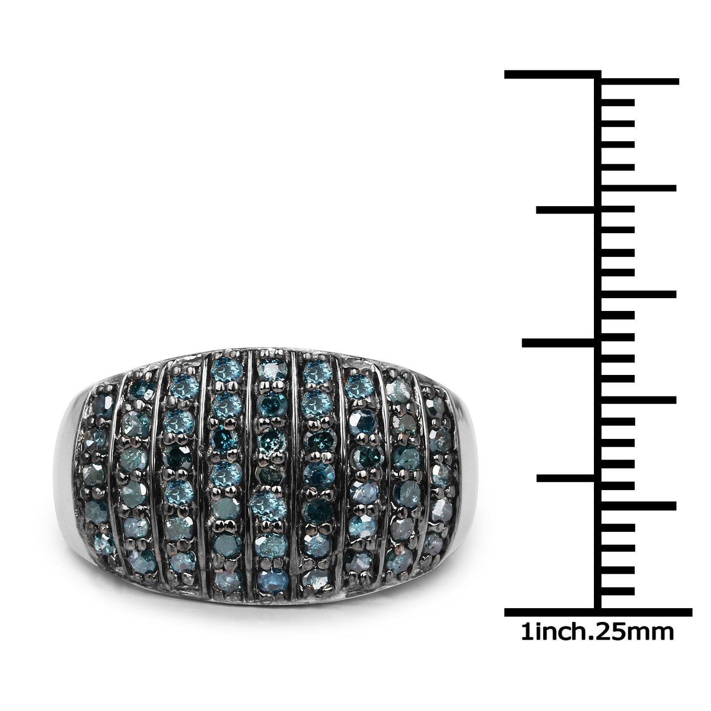Anillo de Compromiso de Diamantes Azules y Blancos de 0.83 Quilates en Plata de Ley
