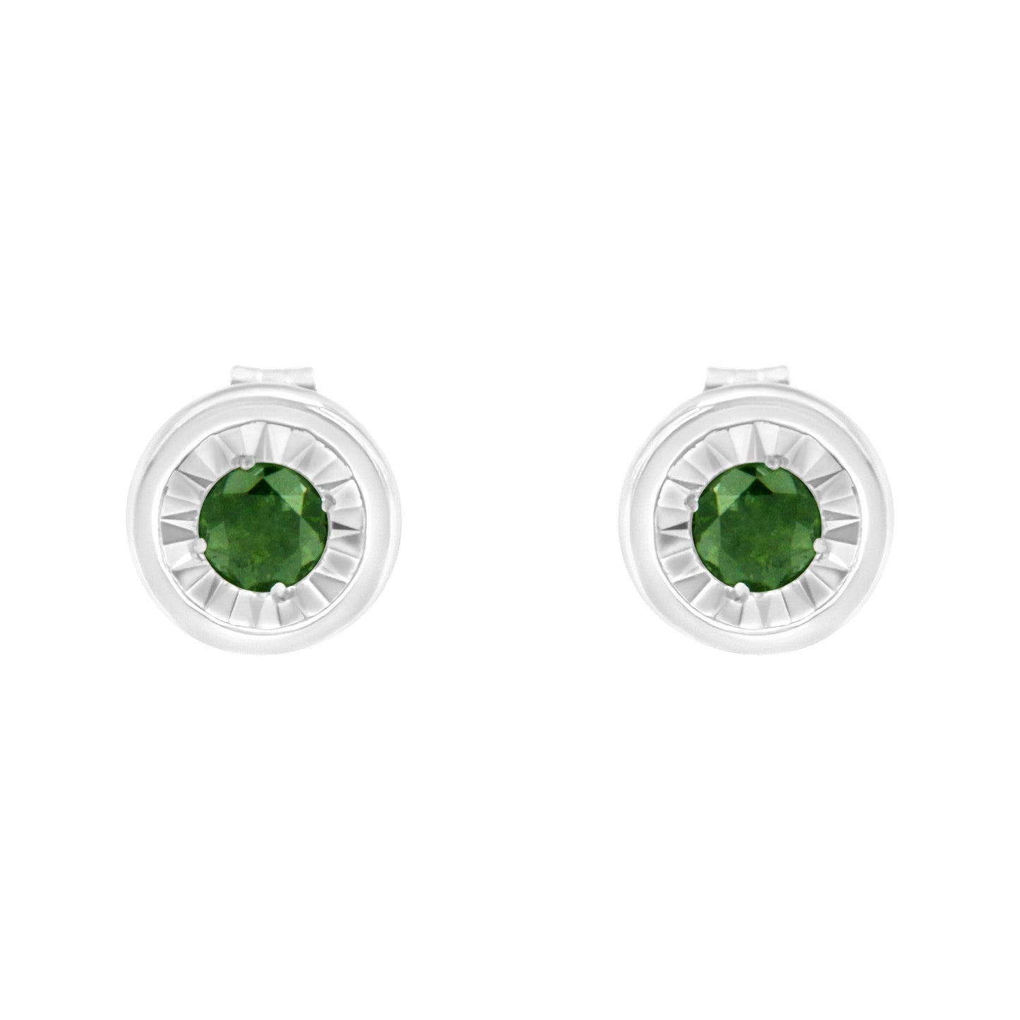 Boucles d'oreilles en argent sterling .925 avec diamants verts Miracle-Set