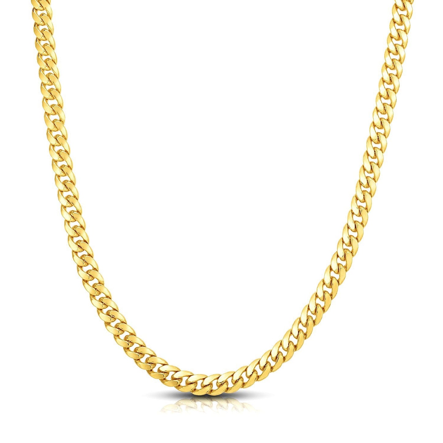 Cadena Sólida Clásica Miami Cuban de Oro Amarillo de 14k - 7.0mm