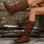 Botas Planas de Suede con Cremallera Lateral para Otoño e Invierno