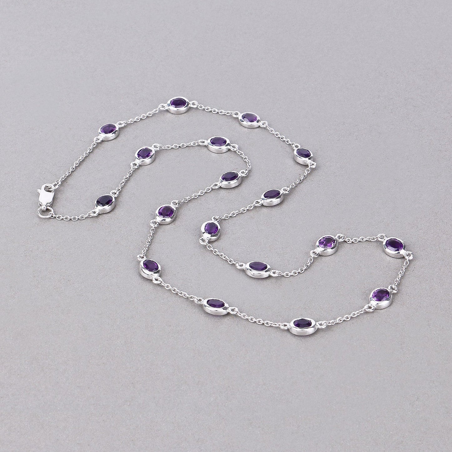 6.12 Carat Genuine Amethyst Necklace in Sterling Silver